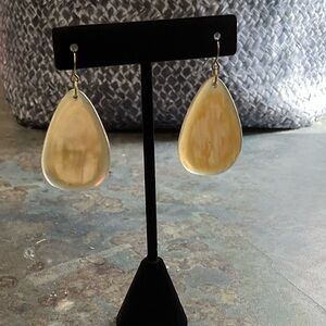 Yellow Teardrop Horn Earrings - Women Jewelry